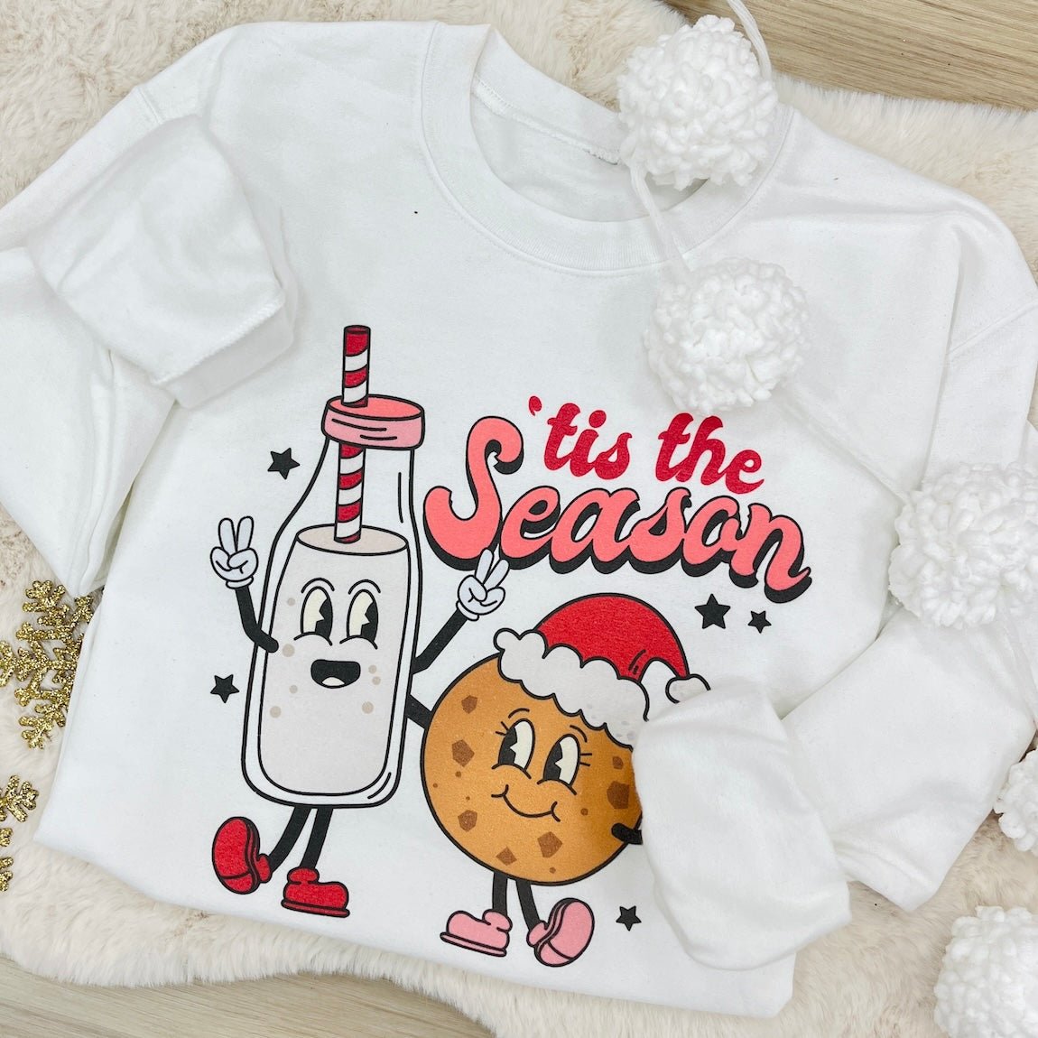 'Tis The Season 'Milk & Cookies' Crewneck Sweatshirt - United Monograms