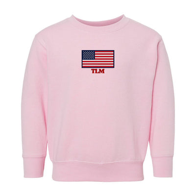 Toddler Make It Yours™ 'American Flag' Crewneck Sweatshirt - United Monograms