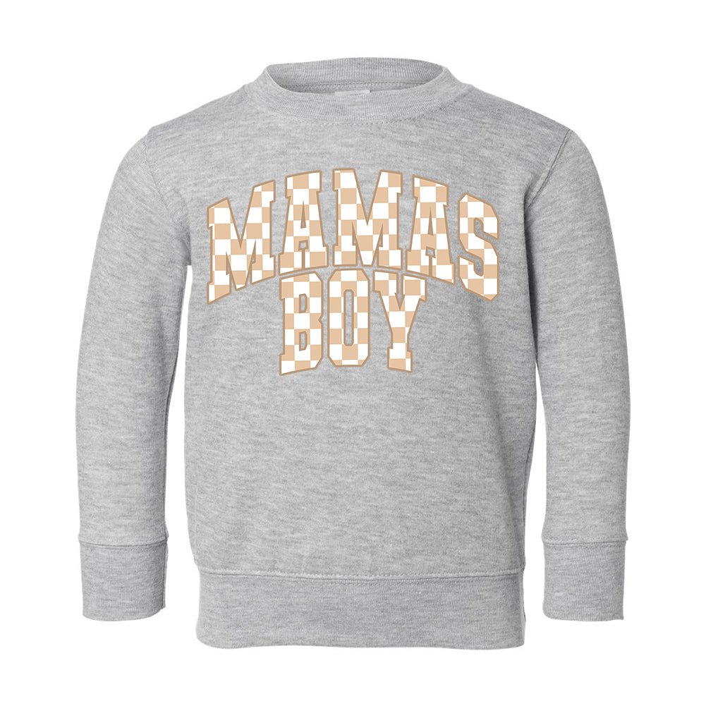 Toddler 'Mini/Mama's Boy Tan Check' Crewneck Sweatshirt - United Monograms