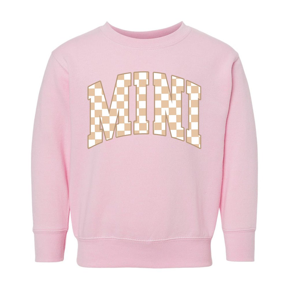 Toddler 'Mini/Mama's Boy Tan Check' Crewneck Sweatshirt - United Monograms