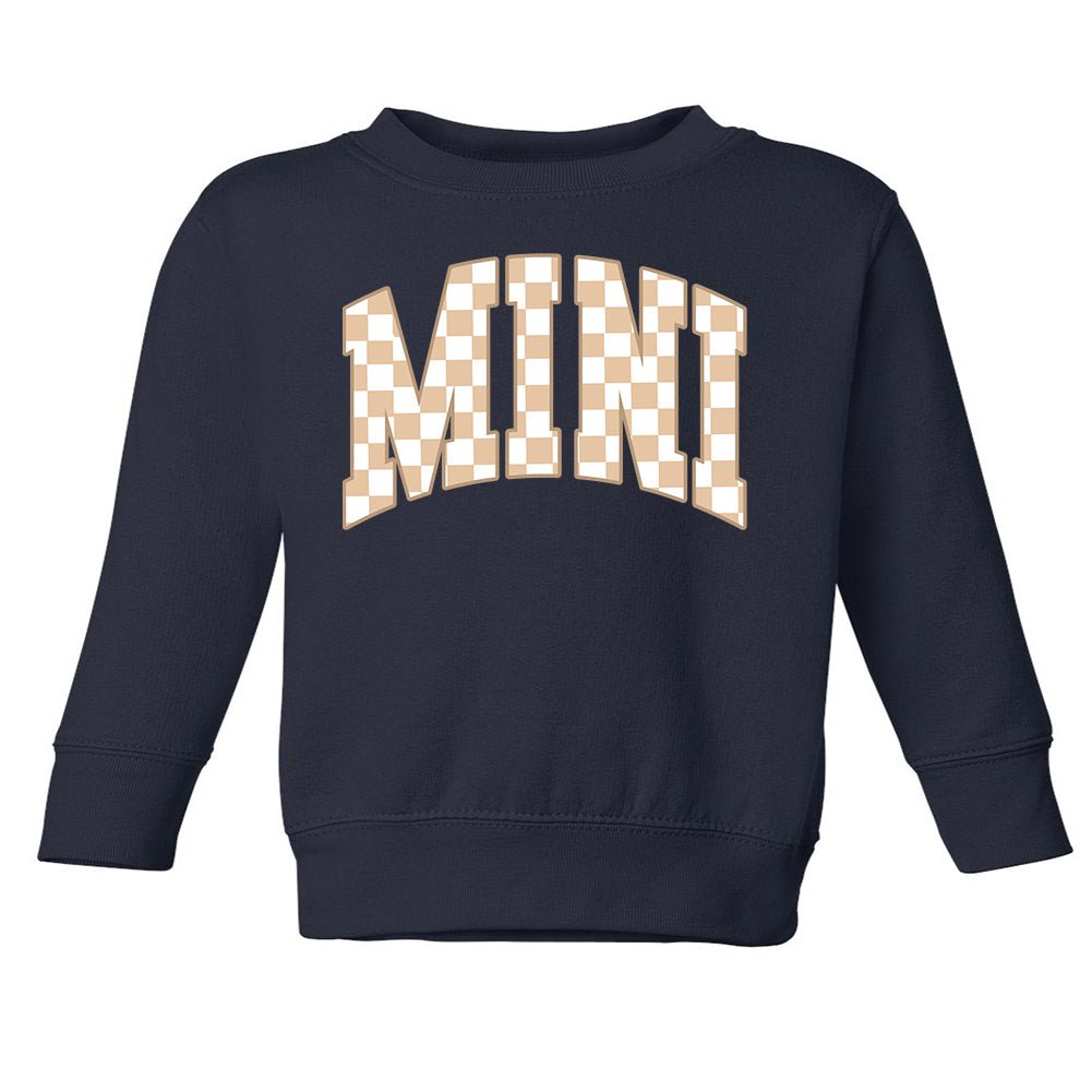 Toddler 'Mini/Mama's Boy Tan Check' Crewneck Sweatshirt - United Monograms