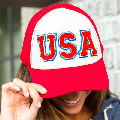 USA Letter Patch Trucker Hat - United Monograms