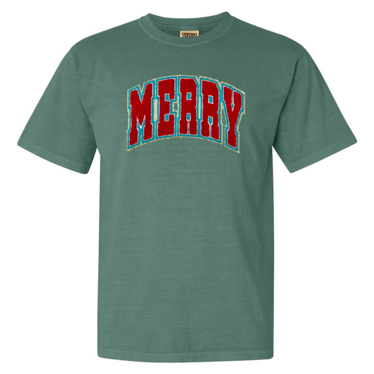 'Varsity Merry' Letter Patch Tee - United Monograms