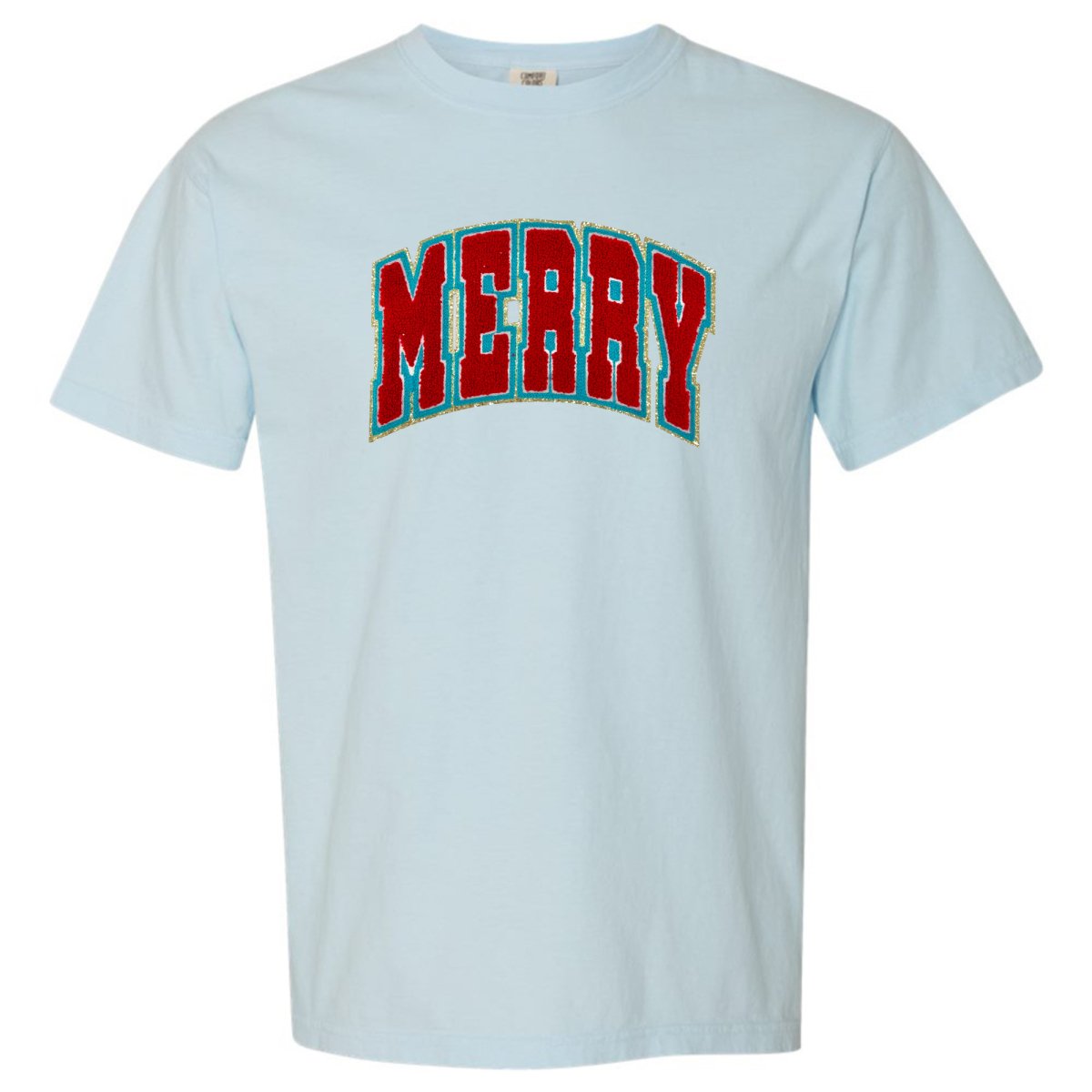 'Varsity Merry' Letter Patch Tee - United Monograms