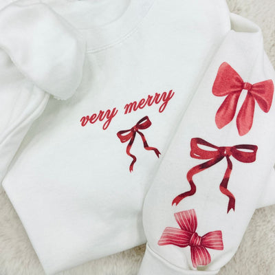 'Very Merry Bows' Crewneck Sweatshirt - United Monograms