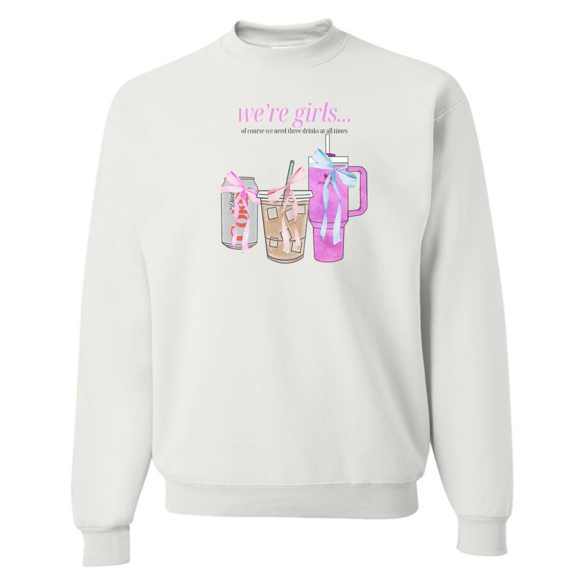 'We're Girls' Bow Drinks Crewneck Sweatshirt - United Monograms