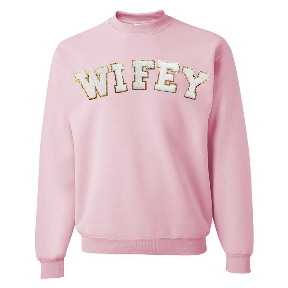 Wifey Bride Letter Patch Crewneck Sweatshirt United Monograms