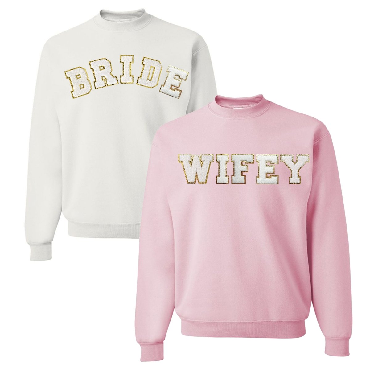 Wifey/Bride Letter Patch Crewneck Sweatshirt - United Monograms