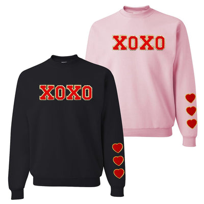 XOXO Red Letter Patch Crewneck Sweatshirt - United Monograms