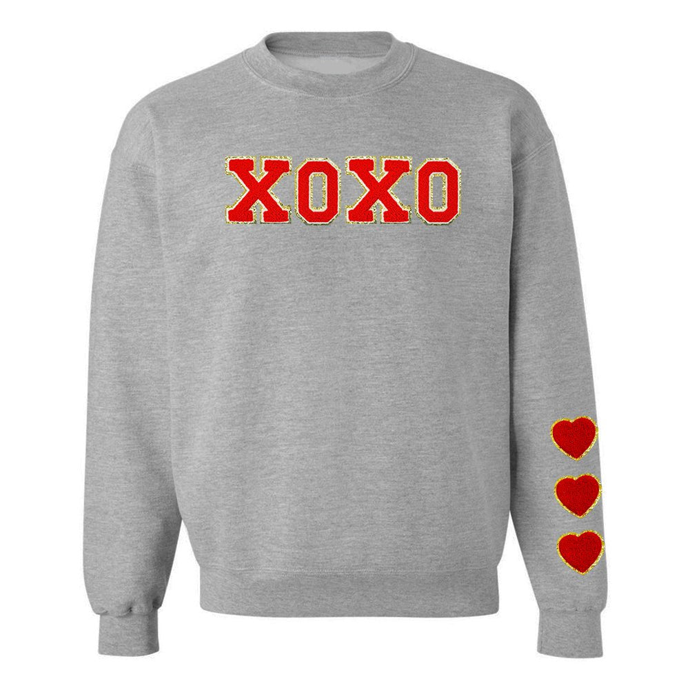 XOXO Red Letter Patch Crewneck Sweatshirt - United Monograms