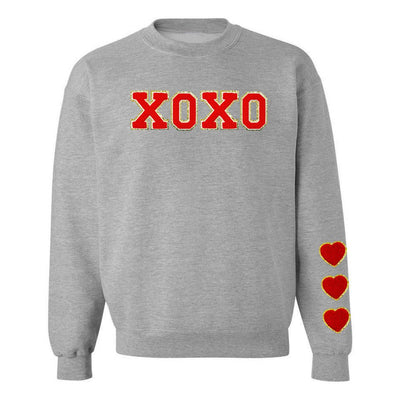 XOXO Red Letter Patch Crewneck Sweatshirt - United Monograms