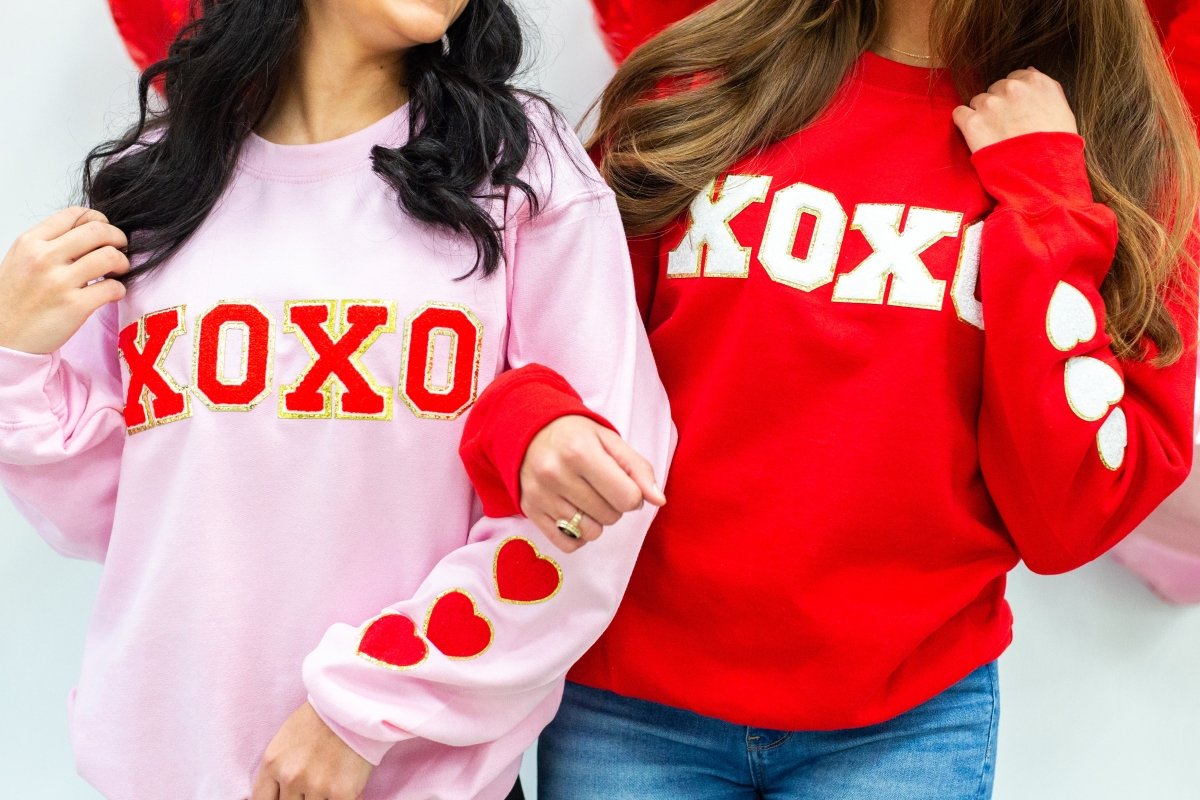 XOXO Red Letter Patch Crewneck Sweatshirt - United Monograms