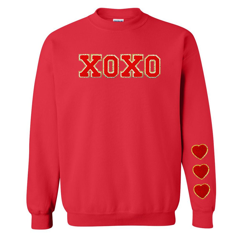 XOXO Red Letter Patch Crewneck Sweatshirt - United Monograms